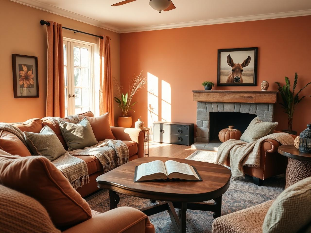Cozy shared living room with warm earth tones